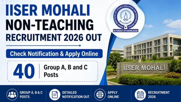 IISER Mohali Non-Teaching Recruitment 2026 Out, Check Notification & Apply Online for 40 Group A, B and C Posts 31 IISER Mohali Non-Teaching Recruitment 2026 Out, Check Notification & Apply Online for 40 Group A, B and C Posts