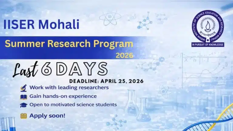 IISER Mohali Summer Research Program 2026