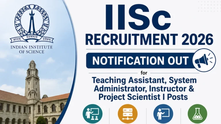 IISc Recruitment 2026 Notification Out for Teaching Assistant, System Administrator, Instructor & Project Scientist I Posts 30 IISc Recruitment 2026 Notification Out for Teaching Assistant, System Administrator, Instructor & Project Scientist I Posts