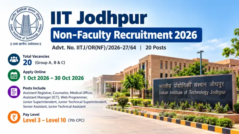 IIT Jodhpur Non-Teaching Recruitment 2026 Notification Out, Apply Online at iitj.ac.in 9 IIT Jodhpur Non-Teaching Recruitment 2026 Notification Out, Apply Online at iitj.ac.in