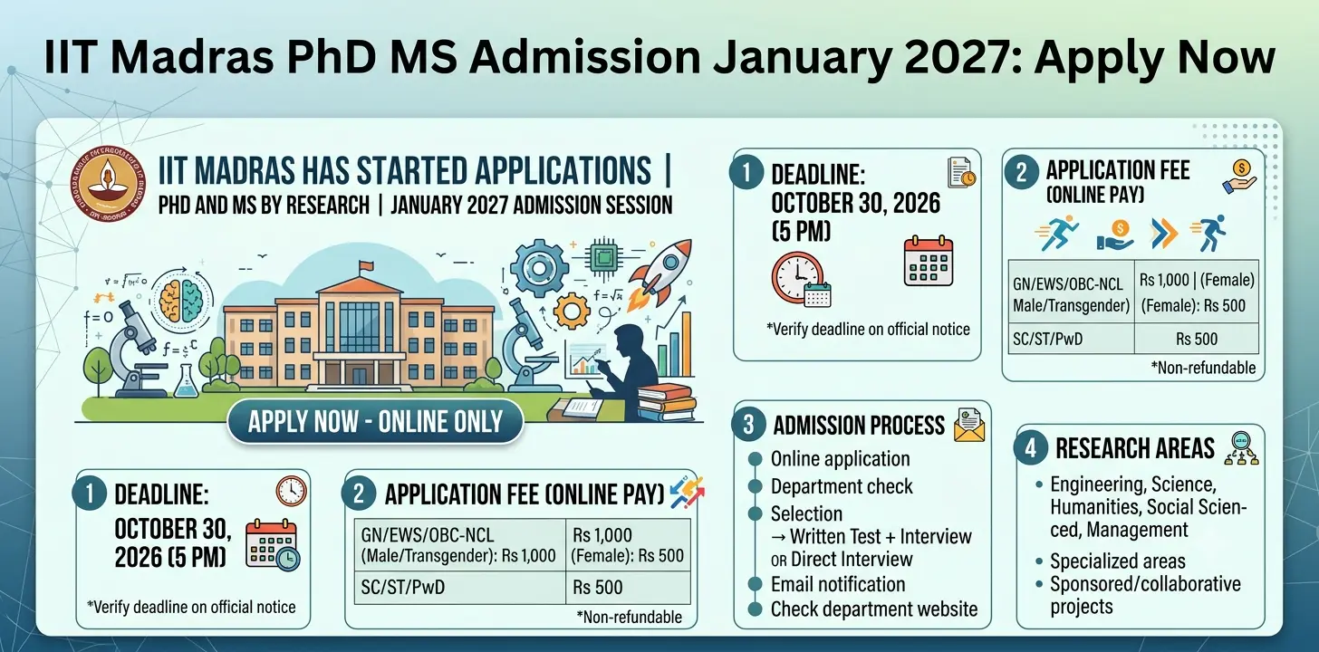 IIT Madras PhD MS Admission January 2027: Apply Now 1 IIT Madras PhD MS Admission January 2027 Apply Now