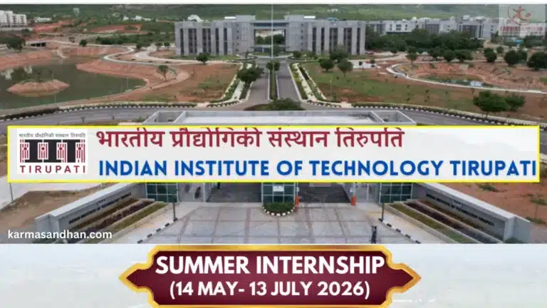IIT Tirupati Summer Internship 2026 Registration Open for 9 Engineering & Science Departments 20 IIT Tirupati Summer Internship 2026