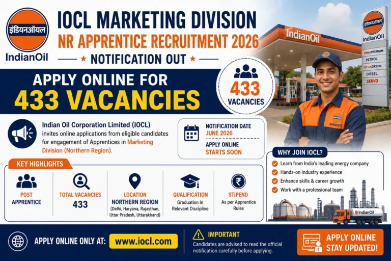 IOCL Marketing Division NR Apprentice Recruitment 2026 Notification Out, Apply Online For 433 Vacancies 20 IOCL Marketing Division NR Apprentice Recruitment 2026 Notification Out, Apply Online For 433 Vacancies