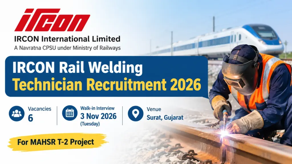 IRCON Rail Welding (EA) Technician Recruitment 2026 Notification OUT: Apply Offline (Walk-In), Eligibility & Official PDF 1 IRCON Rail Welding (EA) Technician Recruitment 2026 Notification OUT: Apply Offline (Walk-In), Eligibility & Official PDF
