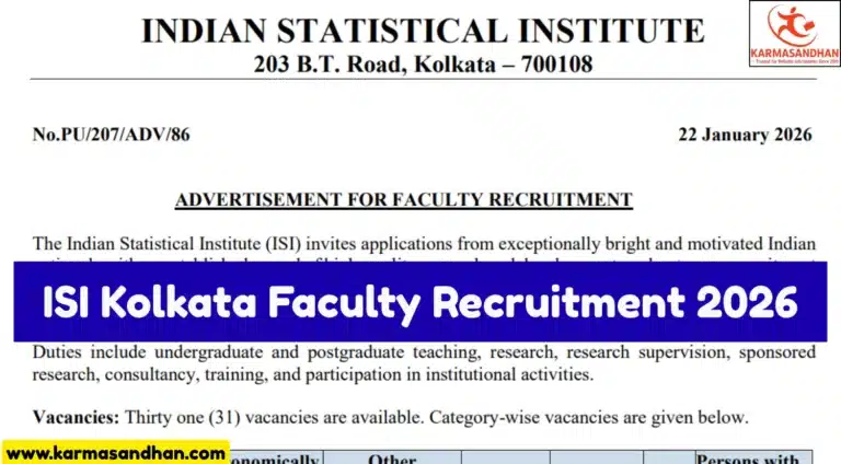 ISI Faculty Recruitment 2026 Notification Out, Apply For 31 Assistant Professor Posts 18 ISI Faculty Recruitment 2026