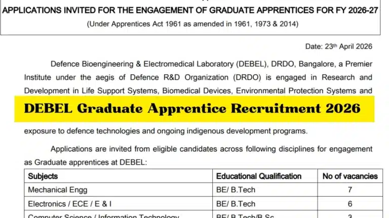 DEBEL Graduate Apprentice Recruitment 2026 Notification Out, Apply Online & Eligibility 21 DEBEL Graduate Apprentice Recruitment 2026
