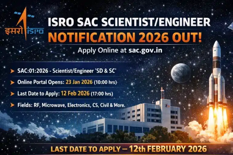 ISRO SAC Scientist/Engineer Notification 2026 Out at sac.gov.in, Apply Online by 12th Feb 27 ISRO SAC Scientist/Engineer Vacancy 2026