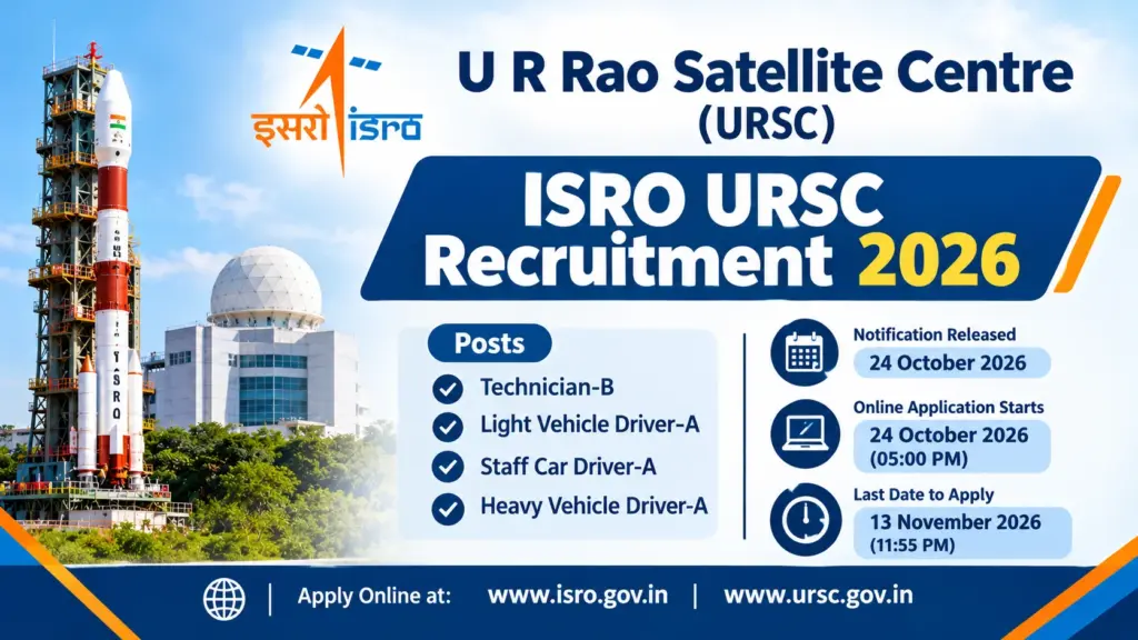 ISRO URSC Recruitment 2026 Notification Out for 61 Technician & Driver Posts, Apply Online 1 ISRO URSC Recruitment 2026 Notification Out for 61 Technician & Driver Posts, Apply Online