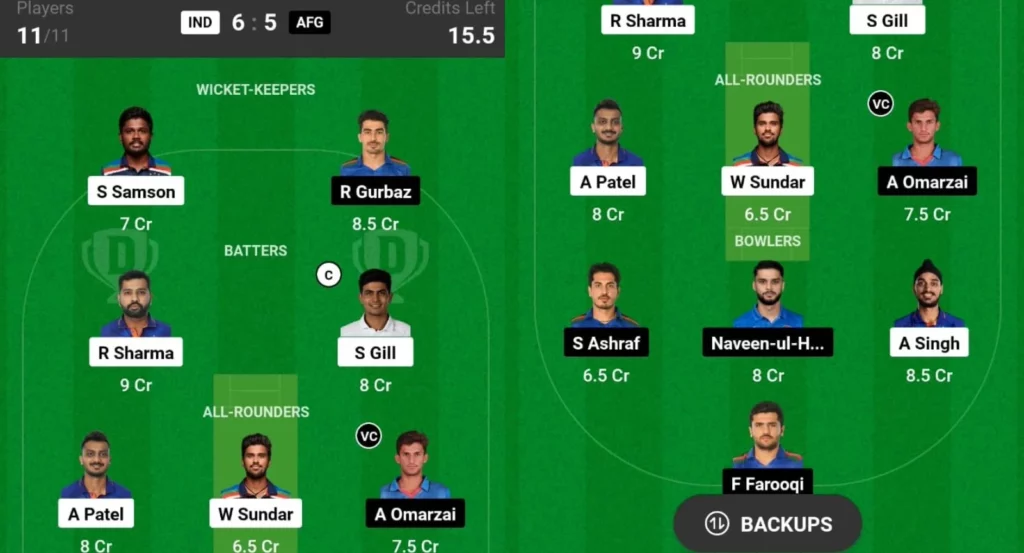 India and Afghanistan dream 11 prediction