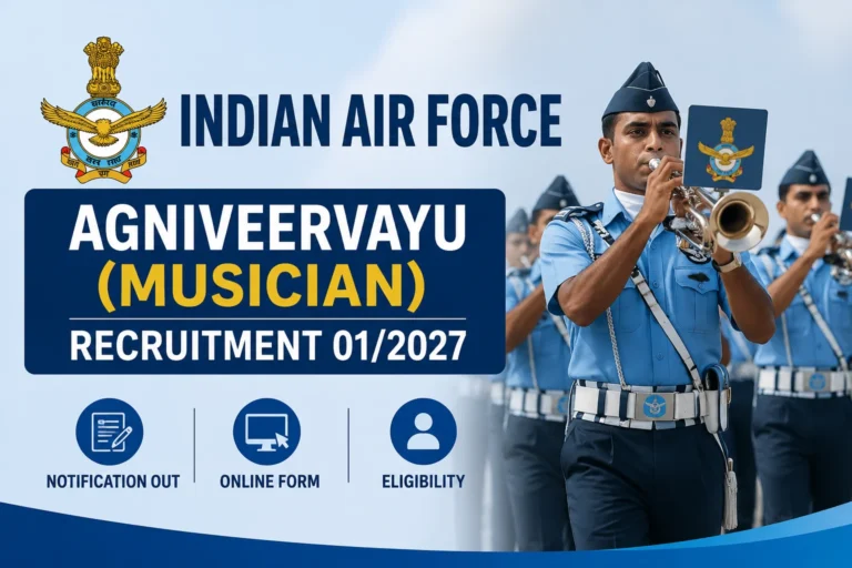 Indian Air Force Agniveervayu (Musician) Recruitment 01/2027 Notification Out, Online Form, Eligibility 26 Indian Air Force Agniveervayu (Musician) Recruitment 012027 Notification Out, Online Form, Eligibility