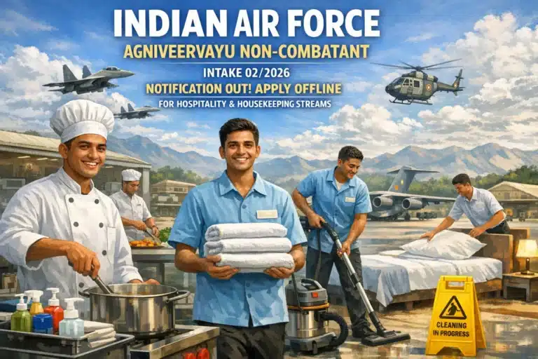 Indian Air Force Agniveervayu Non-Combatant (Intake 02/2026) Notification Out, Apply Offline for Hospitality & Housekeeping Streams 32 Indian Air Force Agniveervayu Non-Combatant (Intake 02/2026)