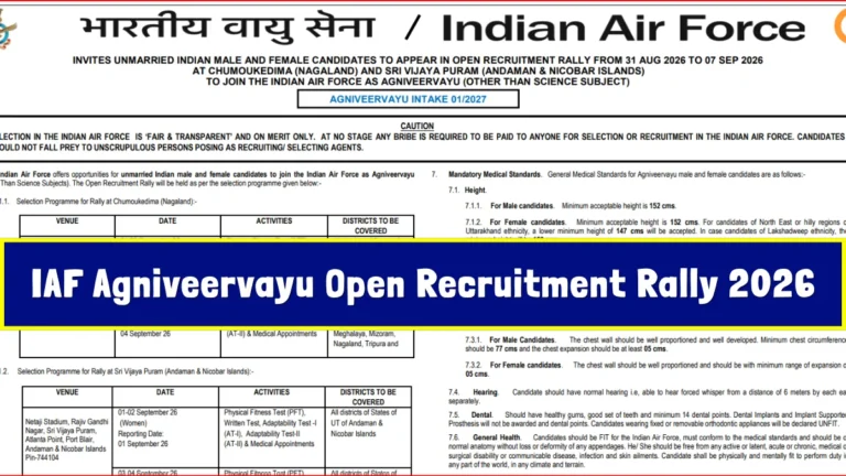Indian Air Force Agniveervayu Open Recruitment Rally 2026 Notification Out, Check Dates, Eligibility & More 31 Indian Air Force Agniveervayu Open Recruitment Rally 2026
