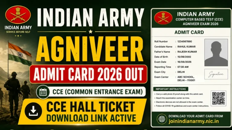 Indian Army Agniveer Admit Card 2026 Out, CCE Hall Ticket Download Link Active 22 Indian Army Agniveer Admit Card 2026 Out, CCE Hall Ticket Download Link Active