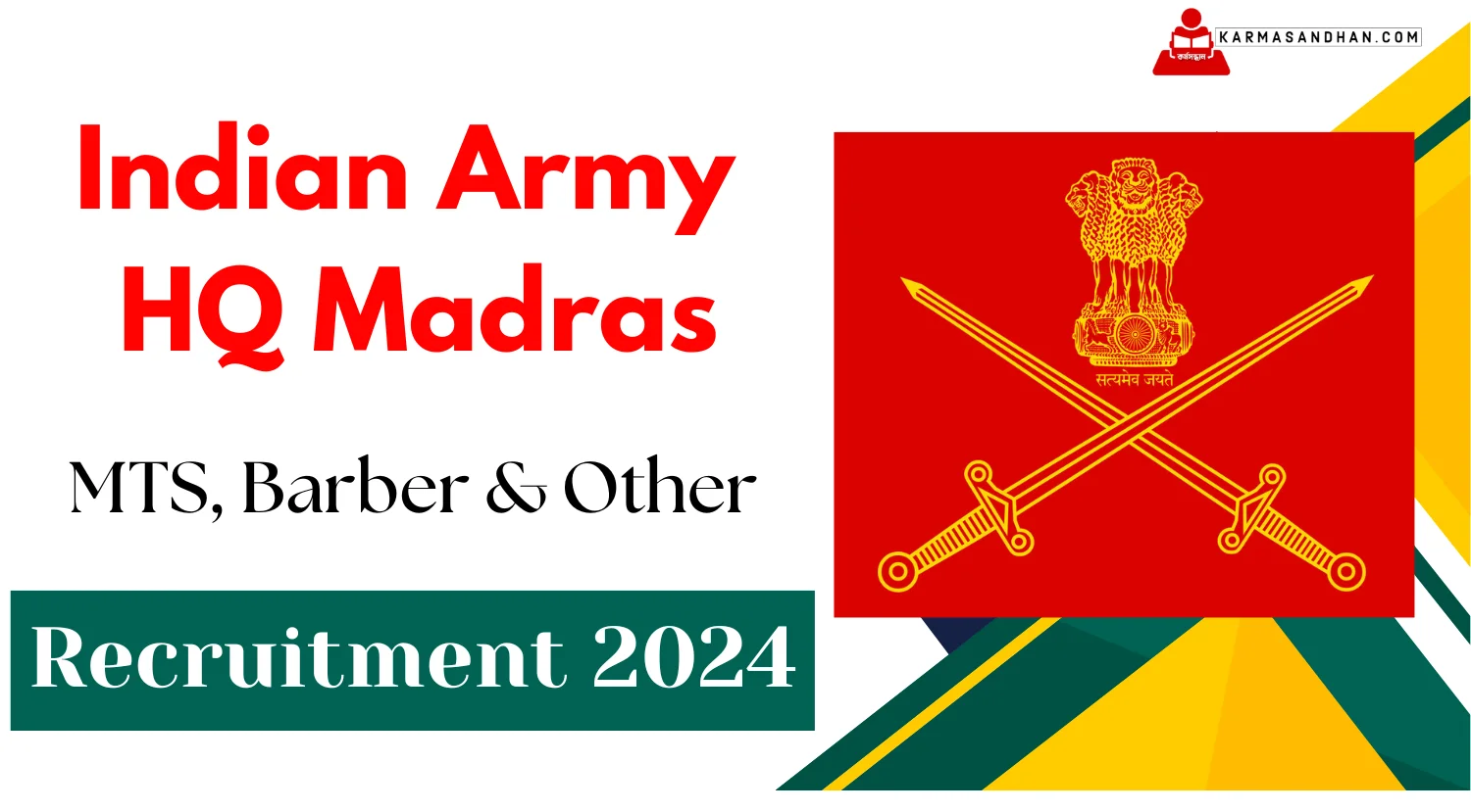 Indian Army HQ Madras Recruitment 2024, for MTS, Barber & Other Posts