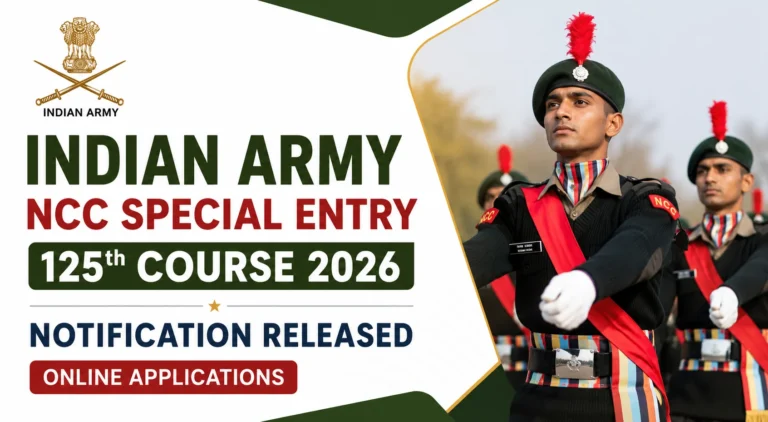 Indian Army NCC Special Entry 125th Course 2026: Notification Released, Online Form Begins 28 Indian Army NCC Special Entry 125th Course 2026