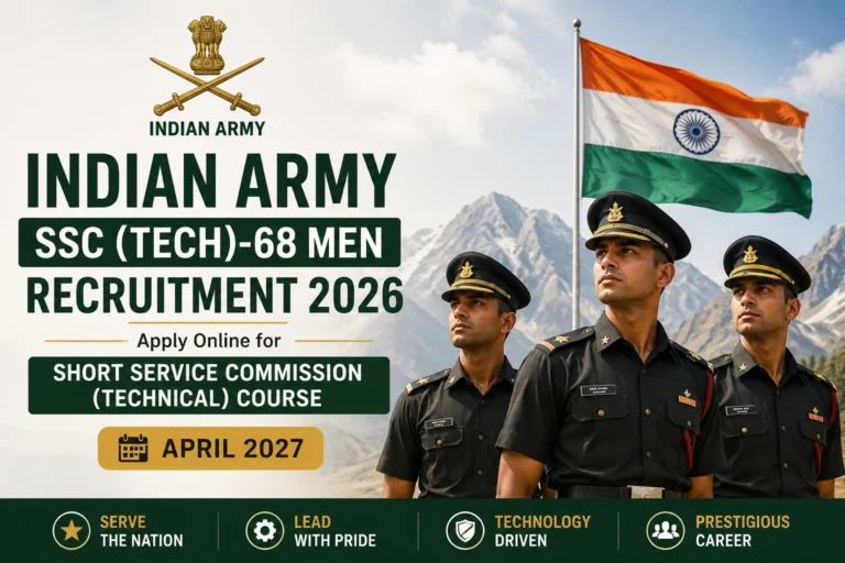 Indian Army SSC (Tech)-68 Men Recruitment 2026: Apply Online for Short Service Commission (Technical) Course, April 2027 24 Indian Army SSC (Tech)-68 Men Recruitment 2026 Apply Online for Short Service Commission (Technical) Course, April 2027