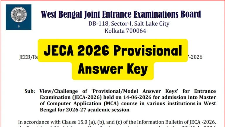 JECA 2026 Provisional Answer Key Released: Challenge Window Open Until July 25