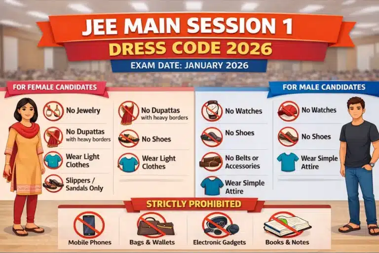 JEE Main Session 1 2026 Dress Code and Exam Day Guidelines 22 JEE Main Session 1 2026 Dress Code and Exam Day Guidelines