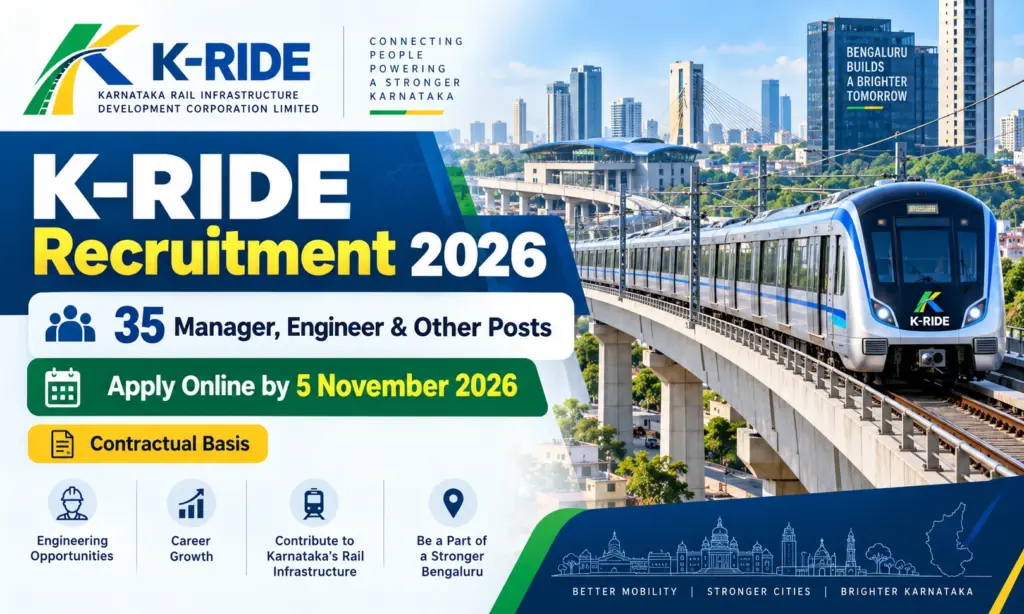 K-RIDE Recruitment 2026 Notification Out for Manager, Engineer & Other Posts, Apply Online 1 K-RIDE Recruitment 2026 Notification Out for Manager, Engineer & Other Posts, Apply Online