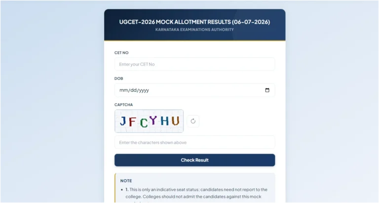 KCET 2026 Mock Seat Allotment Released: Result Link Active, Option Editing Begins 12 KCET 2026 Mock Seat Allotment Released Result Link Active, Option Editing Begins