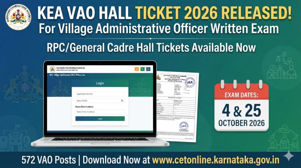KEA VAO Admit Card 2026 Out at cetonline.karnataka.gov.in, Direct Login & Download Link 1 KEA VAO Hall Ticket 2026 Out at cetonline.karnataka.gov.in, Direct Login & Download Link