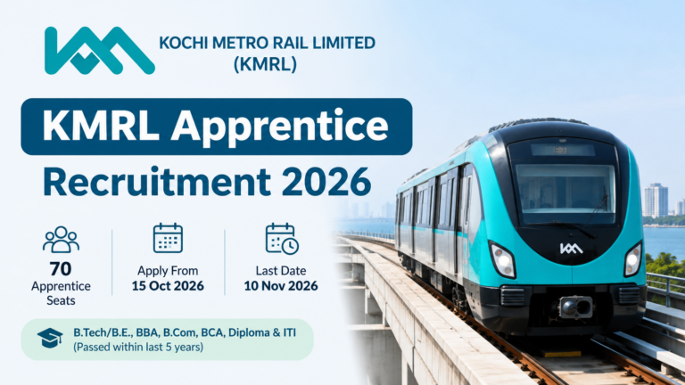 KMRL Apprentice Recruitment 2026 Notification Out for 70 Posts, Apply by 10 November 3 KMRL Apprentice Recruitment 2026