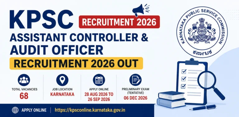 KPSC Assistant Controller & Audit Officer Recruitment 2026 Notification Out for 68 Posts 11 KPSC Assistant Controller & Audit Officer Recruitment 2026 Notification Out for 68 Posts