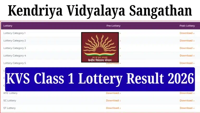 KVS Class 1 Lottery Result 2026 OUT, Kendriya Vidyalaya Class 1 Result PDF Download Link Active 3 KVS Class 1 Lottery Result 2026