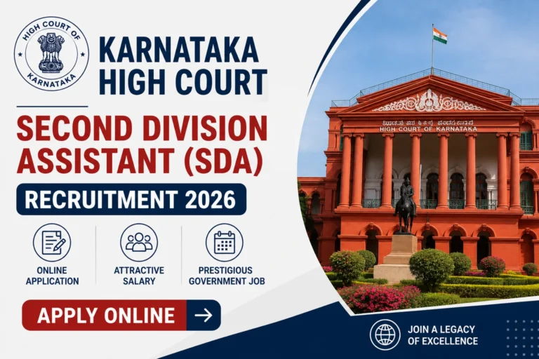 Karnataka High Court SDA Recruitment 2026, Apply Online for Second Division Assistant Posts 35 Karnataka High Court SDA Recruitment 2026, Apply Online for Second Division Assistant Posts