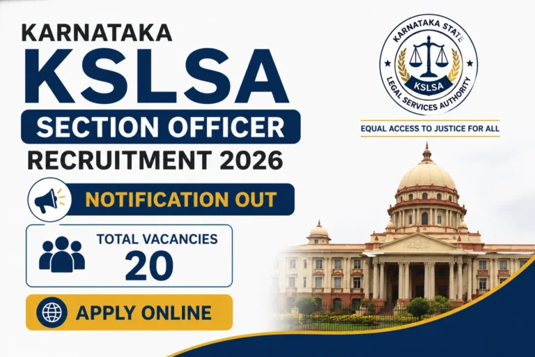Karnataka KSLSA Section Officer Recruitment 2026 Notification Out, Apply Online 25 Karnataka KSLSA Section Officer Recruitment 2026 Notification Out, Apply Online