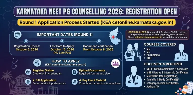 Karnataka NEET PG Counselling 2026: Registration Open for MD, MS 3 Karnataka NEET PG Counselling 2026 Registration Open for MD, MS