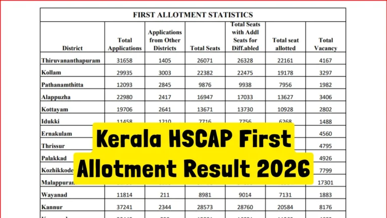 Kerala HSCAP First Allotment Result 2026 Out, Direct Plus One Seat Allocation Link Active 8 Kerala HSCAP First Allotment Result 2026