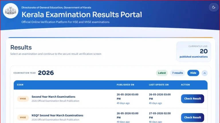 Kerala Plus One Result 2026 OUT at results.hse.kerala.gov.in: Download DHSE Class 11 Marksheet, Check Score 34 Kerala Plus One Result 2026