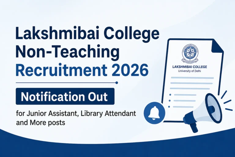 Delhi Lakshmibai College Non-Teaching Recruitment 2026 Notification Out for Junior Assistant, Library Attendant and More posts 12 Lakshmibai College Non-Teaching Recruitment 2026 Notification Out for Junior Assistant, Library Attendant and More posts