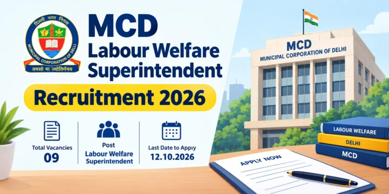 MCD Labour Welfare Superintendent Recruitment 2026 Notification Out, Apply Offline 9 MCD Labour Welfare Superintendent Recruitment 2026 Notification Out, Apply Offline