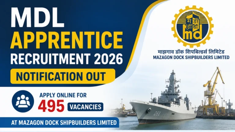 MDL Apprentice Recruitment 2026 Notification Out, Apply Online For 495 Vacancies at Mazagon Dock Shipbuilders Limited 26 MDL Apprentice Recruitment 2026