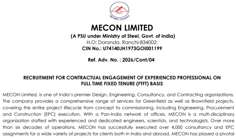 MECON Recruitment 2026