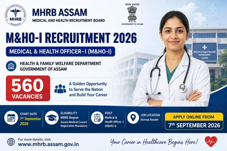 MHRB Assam Recruitment 2026: Notification Out for 560 Medical & Health Officer-I Posts, Apply Online 10 MHRB Assam Recruitment 2026 Notification Out for 560 Medical & Health Officer-I Posts, Apply Online from 7th September