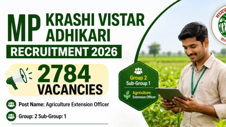 MP Krashi Vistar Adhikari Recruitment 2026 for 2784 Vacancies, Apply Online for Group 2 Sub-Group 1 Agriculture Extension Officer 19 MP Krashi Vistar Adhikari Recruitment 2026