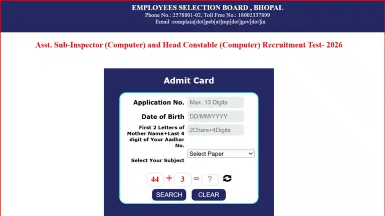 MP Police ASI and Head Constable (Computer) Admit Card 2026 Out, Hall Ticket Link Active at esb.mp.gov.in 35 MP Police ASI and Head Constable Computer Admit Card 2026