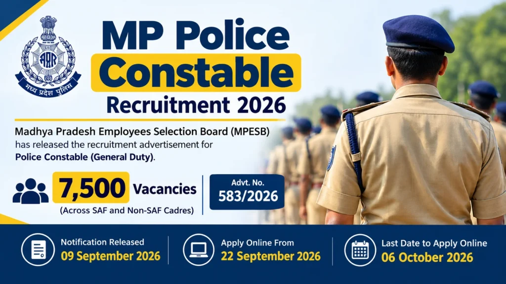 MP Police Constable Recruitment 2026 Notification Out for 7500 Vacancies – Apply Online 1 MP Police Constable Recruitment 2026 Notification Out for 7500 Vacancies – Apply Online