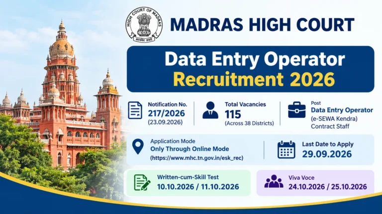 Madras High Court DEO Recruitment 2026 Notification Out, Apply Online For 115 Data Entry Operator Vacancies 39 Madras High Court Data Entry Operator Recruitment 2026 Notification Out, Apply Online For 115 Vacancies