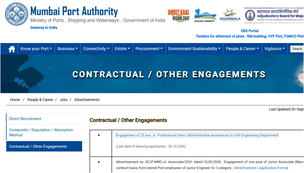 Mumbai Port Authority Junior Professional Intern Recruitment 2026 Notification Out, Apply Offline For 25 Vacancies 1 Mumbai Port Authority Junior Professional Intern Recruitment 2026 Notification Out, Apply Offline For 25 Vacancies