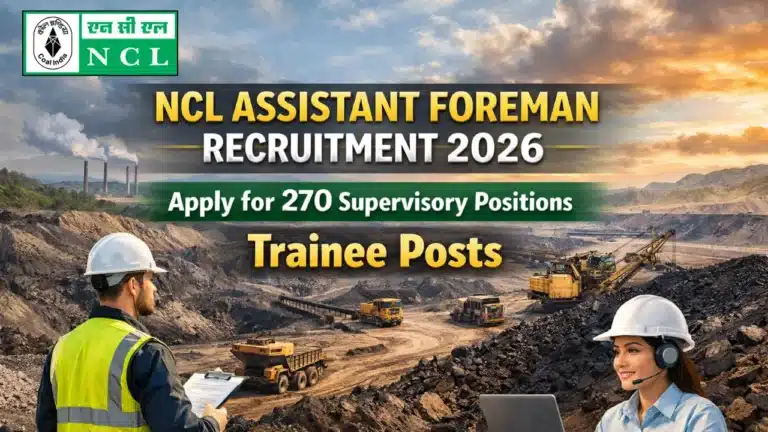 NCL Assistant Foreman Trainee Exam Date OUT for 270 Grade C Supervisory Positions, Check Schedule 22 NCL Assistant Foreman Trainee Recruitment 2026, Apply for 270 Grade C Supervisory Positions