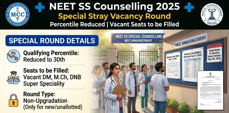 NEET SS Counselling 2025 Special Stray Vacancy Round Announced 12 NEET SS Counselling 2025 Special Stray Vacancy Round Announced