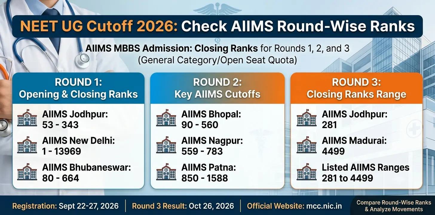 NEET UG Cutoff 2026: Check AIIMS Round-Wise Ranks 1 NEET UG Cutoff 2026 Check AIIMS Round-Wise Ranks