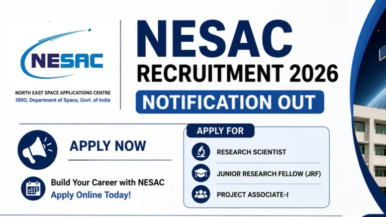 NESAC Recruitment 2026 Notification Out, Apply for Research Scientist, JRF & Project Associate-I Posts 8 NESAC Recruitment 2026