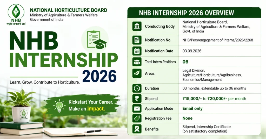 NHB Internship 2026: Check Registration Dates, Eligibility & Stipend Details of National Horticulture Board Opportunity 1 NHB Internship 2026 Check Registration Dates, Eligibility & Stipend Details of National Horticulture Board Opportunity