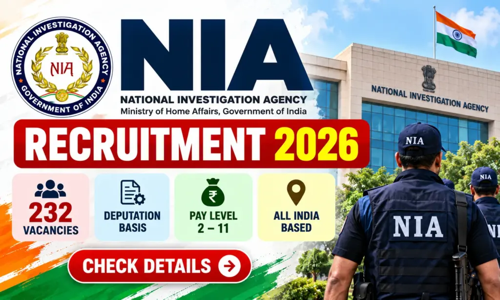 NIA Recruitment 2026 Notification Out for Posts – Inspector, Sub Inspector, ASI, Head Constable, LDC, UDC and Other Posts 1 NIA Recruitment 2026 Notification Out for Posts – Inspector, Sub Inspector, ASI, Head Constable, LDC, UDC and Other Posts