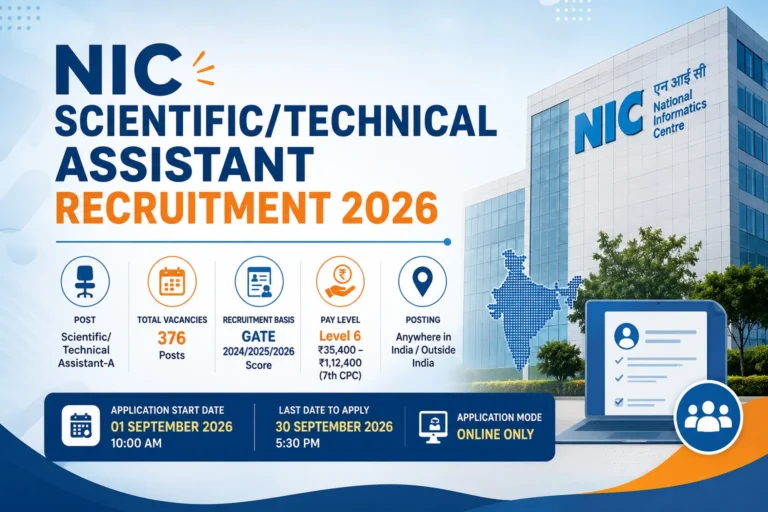 NIC Scientific/Technical Assistant Recruitment 2026 Notification Out For 376 Posts, Apply Online 26 NIC ScientificTechnical Assistant Recruitment 2026 Notification Out For 376 Posts, Apply Online From 1 September